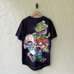 Nickelodeon Rue 21 Large Black Rugrats Characters 91 Short Sleeve Jersey Top NWT
